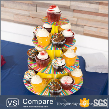 Temporary 4 Tiers Corrugated Cardboard Cupcake Stand